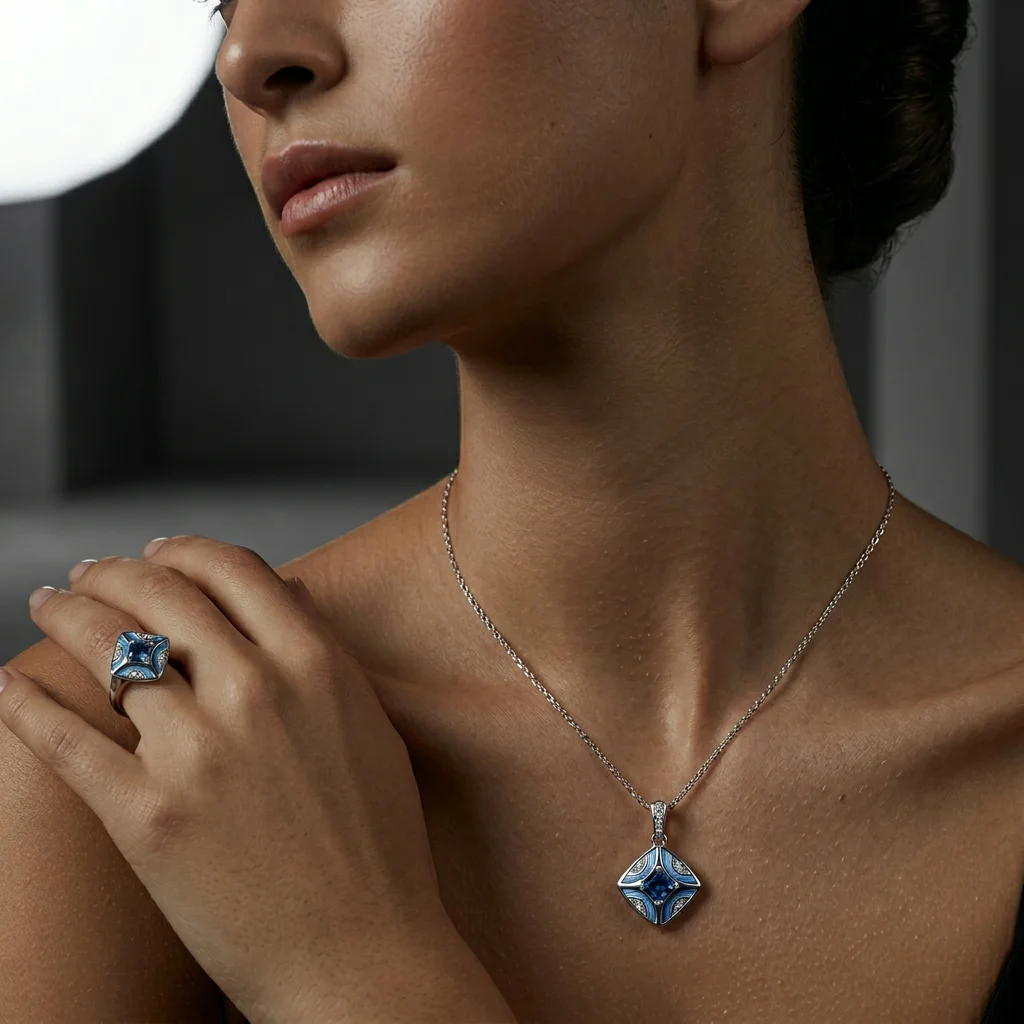 Подвеска "Эдмон" с синим сапфиром